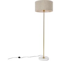 Moderne vloerlamp messing met boucle kap taupe 50cm - Kaso