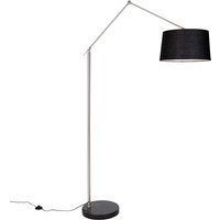 Moderne vloerlamp staal met kap zwart linnen 45 cm - Editor