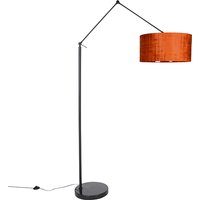 Moderne vloerlamp zwart met kap oranje 50 cm - Editor