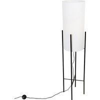 Moderne vloerlamp zwart met linnen witte kap - Rich