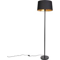 Moderne vloerlamp zwart met zwarte kap 45 cm - Simplo