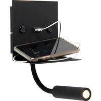 Moderne wandlamp USB zwart met flexarm - Duppio