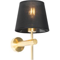 Moderne wandlamp messing met zwart - Pluk