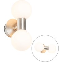 Moderne wandlamp staal IP44 2-lichts - Cederic