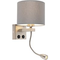 Moderne wandlamp staal met grijze kap - Brescia