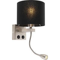Moderne wandlamp staal met zwarte kap - Brescia