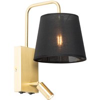 Moderne wandlamp zwart en messing met leeslamp - Renier