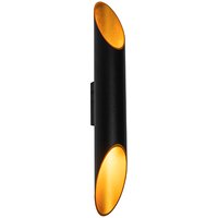 Moderne wandlamp zwart met gouden binnenkant 5
