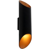 Moderne wandlamp zwart met gouden binnenkant 9