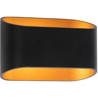 Moderne wandlamp zwart met gouden binnenkant - Alone R