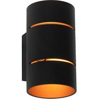 Moderne wandlamp zwart met gouden binnenkant - Pia