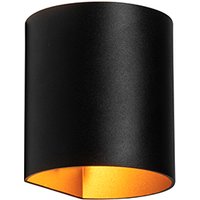 Moderne wandlamp zwart met messing - Sabbio