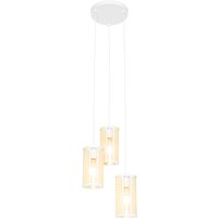 Oosterse hanglamp wit met rotan 3-lichts rond - Akira