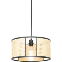 Oosterse hanglamp zwart met rotan 40 cm - Akira