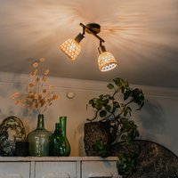 Oosterse spot zwart met bamboe 2-lichts - Rayan