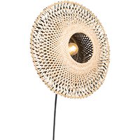 Oosterse wandlamp rotan 35 cm met stekker - Rina