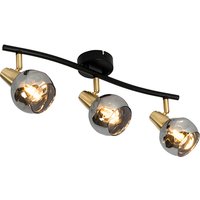 Plafondlamp goud 56 cm met smoke glas 3-lichts - Vidro
