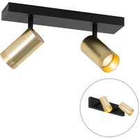 Plafondspot zwart met goud verstelbaar 2-lichts - Jeana Luxe