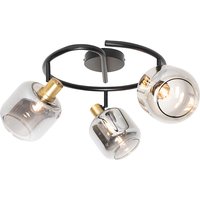 Plafondspot zwart met smoke glas rond 3-lichts - Zuzanna