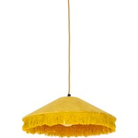 Retro hanglamp geel velours met franjes - Frills