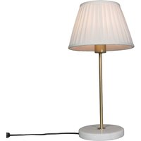 Retro tafellamp messing met Plisse kap wit 25 cm - Kaso