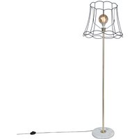 Retro vloerlamp messing met Granny frame zwart 45 cm - Kaso