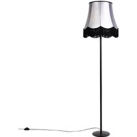 Retro vloerlamp zwart Granny kap zwart met grijs 45 cm - Simplo