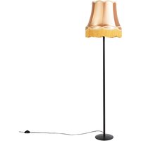 Retro vloerlamp zwart met Granny kap goud 45 cm - Simplo