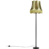 Retro vloerlamp zwart met Granny kap groen 45 cm - Simplo