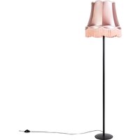 Retro vloerlamp zwart met Granny kap roze 45 cm - Simplo