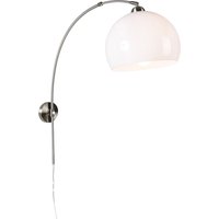 Retro wandbooglamp staal met witte kap verstelbaar