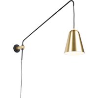 Retro wandlamp goud/messing met kap - Demi