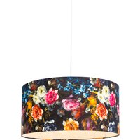 Romantische hanglamp wit met bloemen kap 50 cm - Combi 1