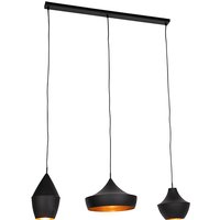 Scandinavische hanglamp zwart met goud 3-lichts - Depeche