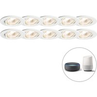 Set van 10 smart inbouwspots wit kantelbaar incl. Wifi GU10 - Cisco