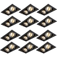 Set van 12 Inbouwspots zwart AR111 verstelbaar 2-lichts - Oneon