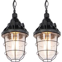 Set van 2 industriële hanglampen zwart - Cabin