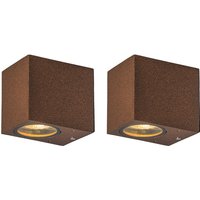 Set van 2 industriële wandlampen roestbruin IP44 - Baleno