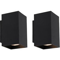 Set van 2 moderne wandlampen zwart vierkant - Sandy