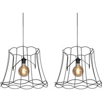 Set van 2 retro hanglampen zwart 50 cm - Granny Frame