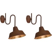 Set van 2 wandlampen roest met gouden binnenkant - Factory