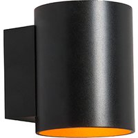 Set van 2 wandlampen zwart met goud rond - Sola