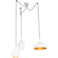 Set van 3 Scandinavische hanglampen wit met goud - Depeche