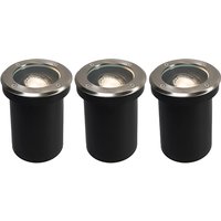 Set van 3 buiten grondspots staal verstelbaar IP65 - Delux