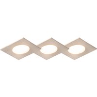 Set van 3 inbouwspots vierkant staal incl. LED IP65 - Simply