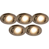 Set van 5 moderne inbouwspots brons incl. LED 3-staps dimbaar - Mio