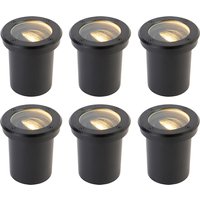 Set van 6 buiten grondspot zwart verstelbaar IP65 - Delux