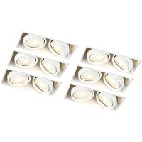 Set van 6 inbouwspots wit GU10 kantelbaar trimless 2-lichts - Oneon