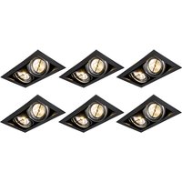 Set van 6 inbouwspots zwart AR111 verstelbaar 2-lichts - Oneon