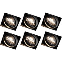 Set van 6 inbouwspots zwart GU10 AR70 trimless - Oneon